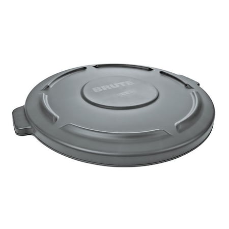 Brute Trash Can Top, Round, Flat, Fits 44 gal Container Cap, 24 1/2 in Dia, Gray MPN:FG264560GRAY