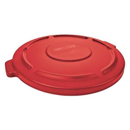 BRUTE® 55 gal Trash Can Lid, Flat Red, Resin, 0 Openings 26 3/4 in W/Dia MPN:FG265400RED