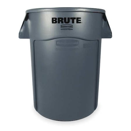 BRUTE Trash Can, Round, 55 gal Capacity, 26 1/2 in W, 33 in H, Gray MPN:FG265500GRAY