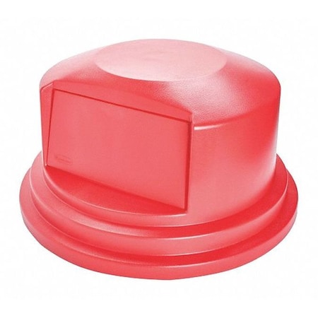 BRUTE® 55 gal Trash Can Lid, Dome with Push Door Red, Resin, 1 Openings 27 1/4 in W/Dia MPN:FG265788RED