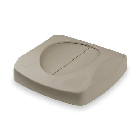 Untouchable® 23 gal Trash Can Lid, Swing Beige, Resin, 1 Openings 16 in W/Dia MPN:FG268988BEIG