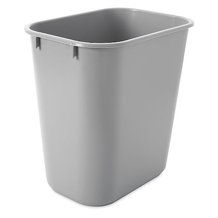 Deskside 3 gal Rectangular Indoor Plastic Can, Gray, None, Plastic, 8 1/4 in MPN:FG295500GRAY