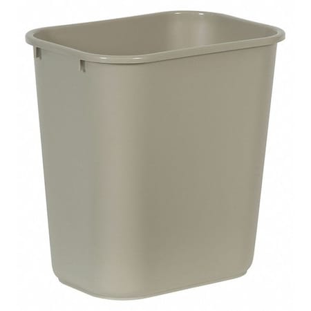 Rectangular Wastebasket, 7 gal, LLDPE, Open Top, Plastic, Beige MPN:FG295600BEIG