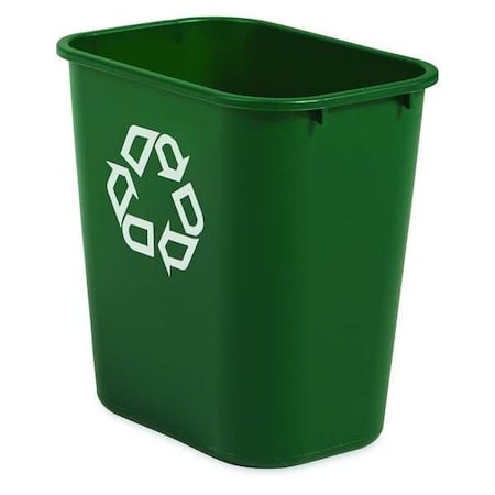 Recycling Wastebasket Container, 7 gal Capacity, 10 1/2 in W, 15 in H, 14 1/2 in D, Plastic, Green MPN:FG295606GRN