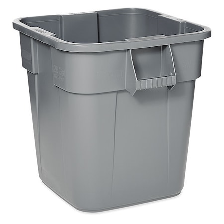 BRUTE 28 gal Square Heavy Duty Plastic Can, Gray, None, Plastic, 21 1/2 in MPN:FG352600GRAY