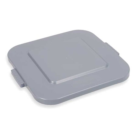 BRUTE® 28 gal Trash Can Lid, Flat Gray, Resin, 0 Openings 22 in W/Dia MPN:FG352700GRAY