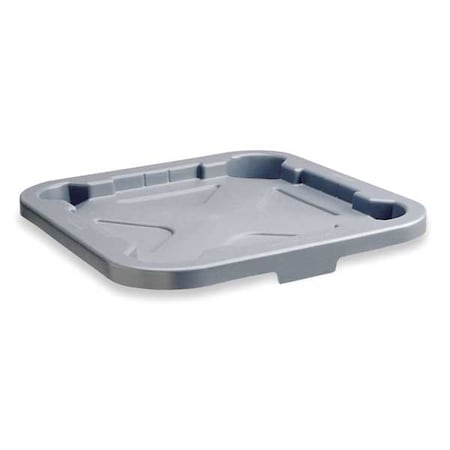 BRUTE® 40 gal Trash Can Lid, Flat Gray, Resin, 0 Openings 26 in W/Dia MPN:FG353900GRAY