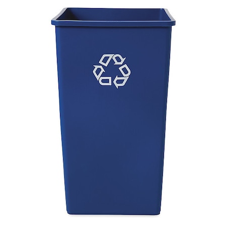 50 gal Square Recycling Bin, Open Top, Gloss Brass/Satin Brass, Plastic, 1 Openings MPN:FG395973BLUE