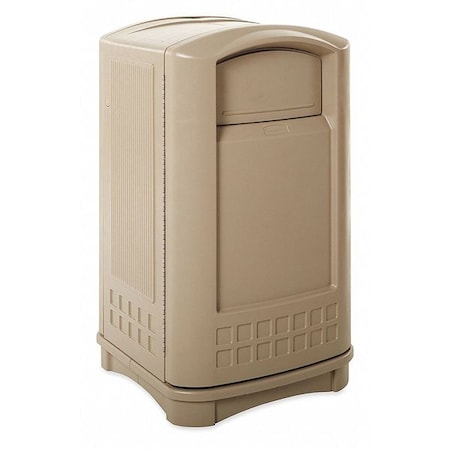 Plaza 50 gal Square Outdoor Can, Beige, None, Plastic, 25 1/4 in MPN:FG396400BEIG