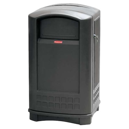 Plaza 50 gal Square Outdoor Can, Black, None, Plastic, 25 1/4 in MPN:FG396400BLA