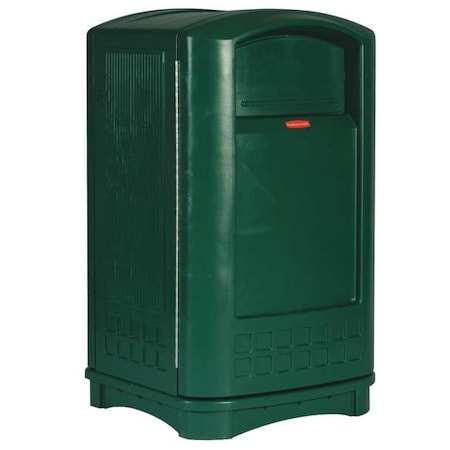 Plaza 50 gal Square Outdoor Can, Dark Green, None, Plastic, 25 1/4 in MPN:FG396400DGRN