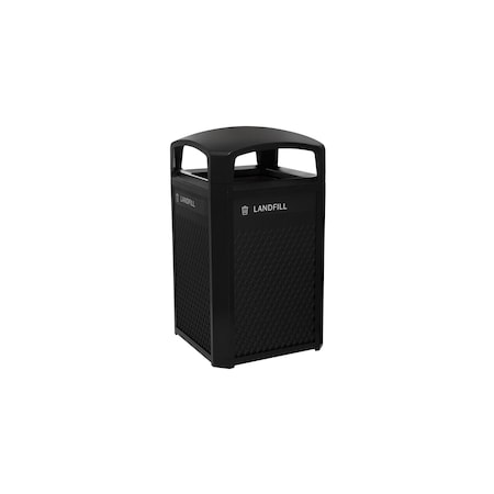 Landmark Series® 50 gal Square Outdoor Can, Black, None, Plastic, 26 in MPN:FG397500BLA