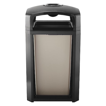 Landmark Series® 50 gal Square Outdoor Can, Black, None, Plastic, 26 in MPN:FG397501BLA