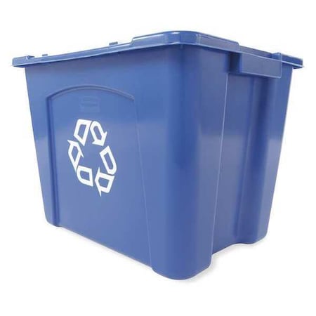 14 gal Rectangular Recycling Bin, Open Top, Satin Black/Satin Black, 1 Openings MPN:FG571473BLUE