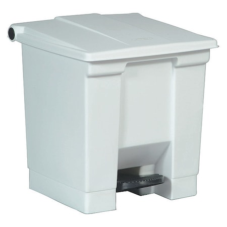Legacy Step On Container 8 gal Rectangular Step-On Can, White, Foot Pedal, Plastic, 15 3/4 in MPN:FG614300WHT