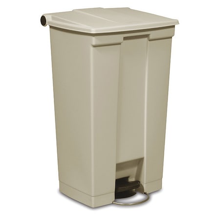 Step-On Containers 23 gal Rectangular Step-On Can, Beige, Foot Pedal, Plastic, 19 3/4 in MPN:FG614600BEIG