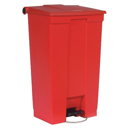 Step-On Containers 23 gal Rectangular Step-On Can, Red, Foot Pedal, Plastic, 19 3/4 in MPN:FG614600RED