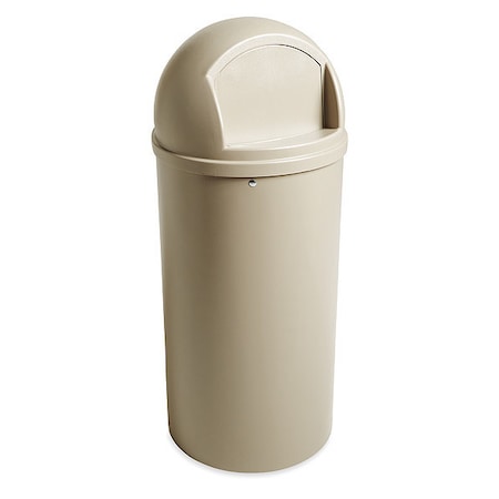 Marshal 25 gal Round Indoor Plastic Can, Beige, None, Plastic, Not Applicable MPN:FG817088BEIG