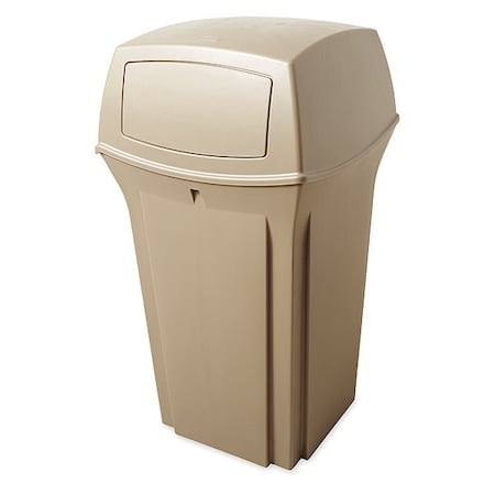 Ranger® 35 gal Square Outdoor Can, Beige, None, Plastic, 21 1/2 in MPN:FG843088BEIG