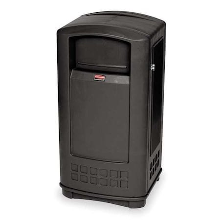 Plaza 35 gal Rectangular Outdoor Can, Black, None, Plastic, 20 5/8 in MPN:FG9P9000BLA