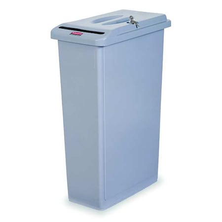 Slim Jim 23 gal Rectangular Confidential Document Receptacle, Gray, None, Plastic, 11 in MPN:FG9W1500LGRAY