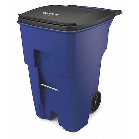 BRUTE 95 gal Rectangular Rolling Plastic Can, Blue, None, Plastic, 27 3/8 in MPN:FG9W2273BLUE