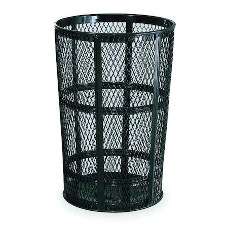 Street Basket 45 gal Round Outdoor Can, Black, None, Steel, Not Applicable MPN:FGSBR52BK