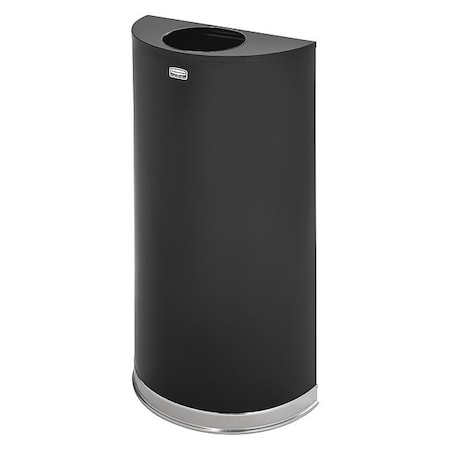 Half Round 12 gal Half-Round Indoor Metal Can, Black, None, Steel, Not Applicable MPN:FGSO1220PLBK