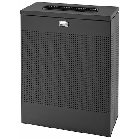 SILHOUETTE 22-1/2 gal Rectangular Indoor Metal Can, Textured Black, None, Steel, 12 in MPN:FGSR18EPLTBK