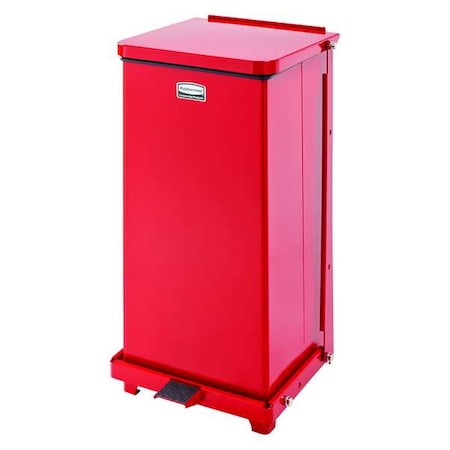 Defender 6-1/2 gal Square Step-On Can, Red, Foot Pedal, Steel, 12 in MPN:FGST12EPLRD