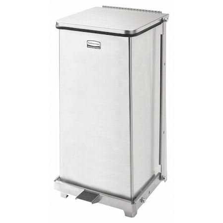 Defender 6-1/2 gal Square Step-On Can, Stainless Steel, Foot Pedal, Stainless Steel, 12 in MPN:FGST12SSPL