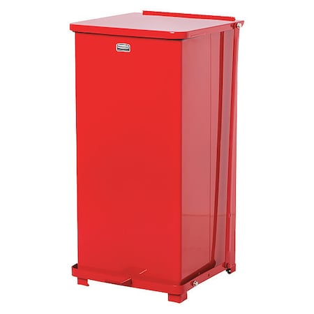 Defender 13 gal Square Step-On Can, Red, Foot Pedal, Steel, 15 in MPN:FGST24EPLRD