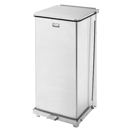 Defender 13 gal Square Step-On Can, Stainless Steel, Foot Pedal, Stainless Steel, 15 in MPN:FGST24SSPL