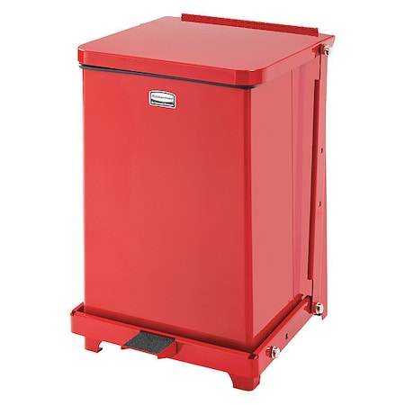 Defender 4 gal Square Step-On Can, Red, Foot Pedal, Steel, 12 in MPN:FGST7EPLRD