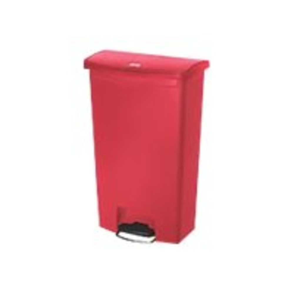 Rubbermaid Slim Jim Rectangular Plastic Wastebasket, Step-On, 18 Gallons, Red MPN:1883568