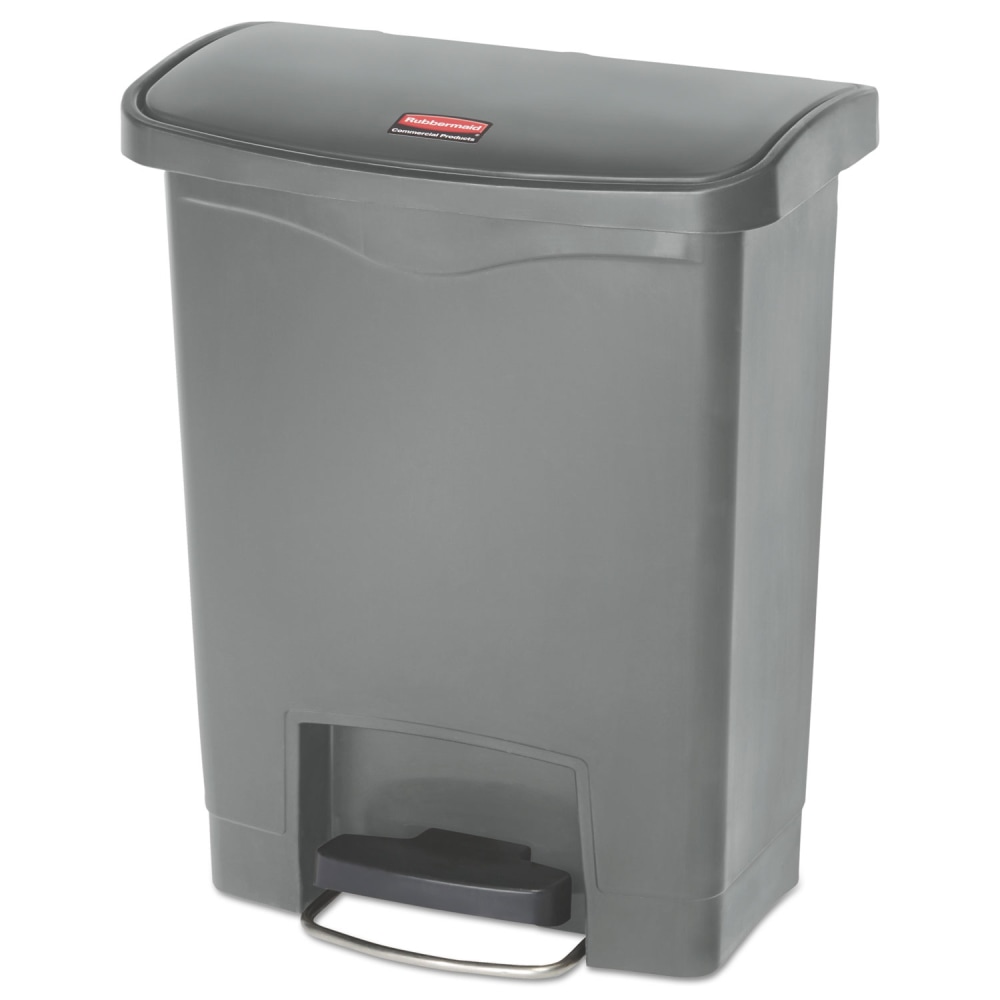 Rubbermaid Commercial Slim Jim Streamline Resin Step-On Container, Front Step Style, 8 gal, Polyethylene, Gray MPN:1883600