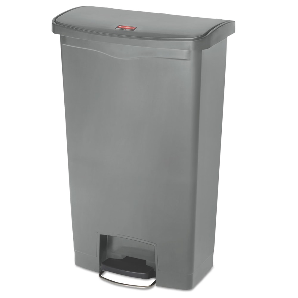Rubbermaid Commercial Slim Jim Streamline Resin Step-On Container, Front Step Style, 18 gal, Polyethylene, Gray MPN:1883604