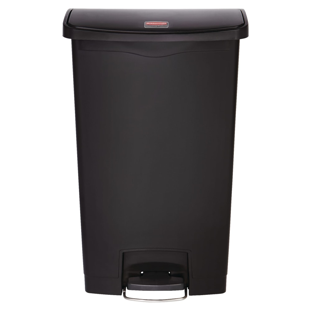 Rubbermaid Slim Jim Step-On Resin Front Step Wastebasket, 18 Gallons, Black MPN:1883613