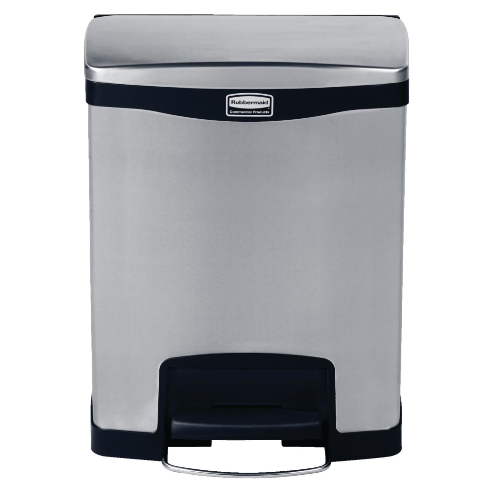 Rubbermaid Commercial 1901985 Slim Jim Step-on - 30L/8G Stainless Steel Front Step Black - 7.93 gal Capacity - 1901985 MPN:1901985