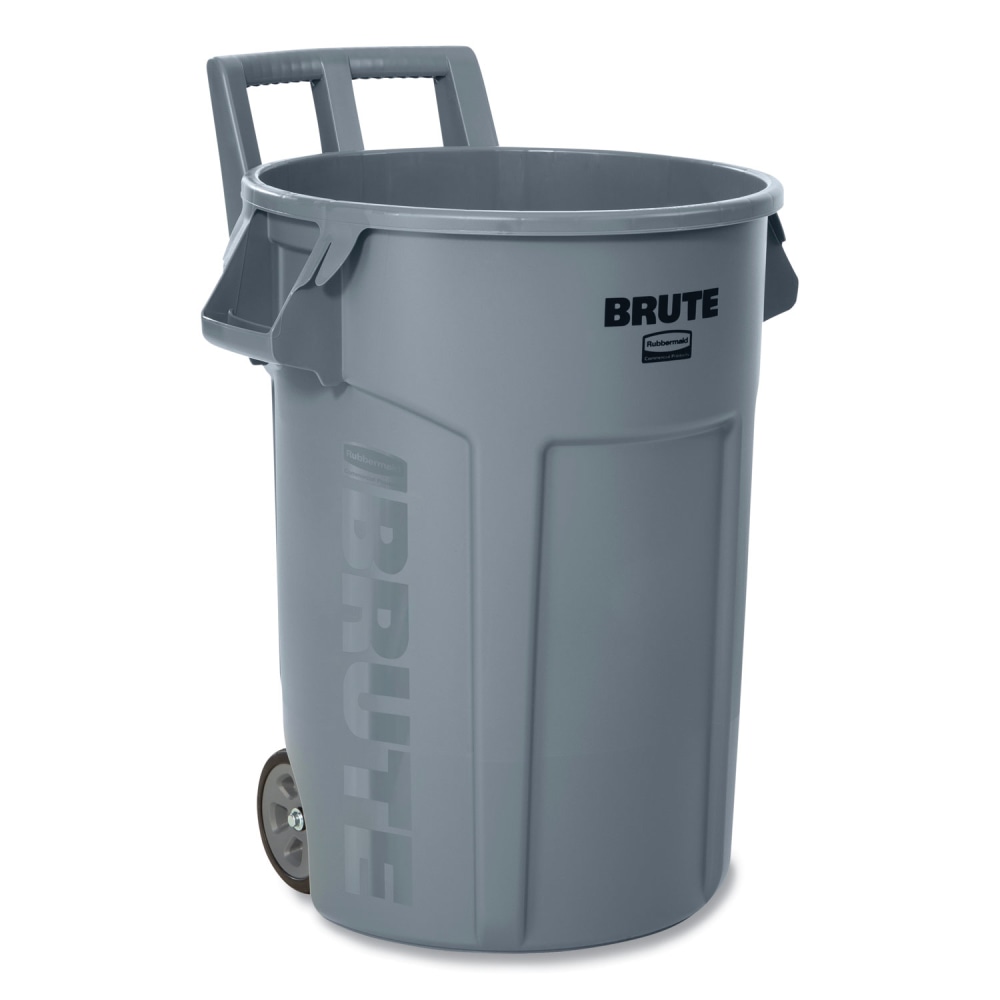 Rubbermaid Commercial Vented Wheeled Brute Container, 32 gal, Plastic, Gray MPN:2179403