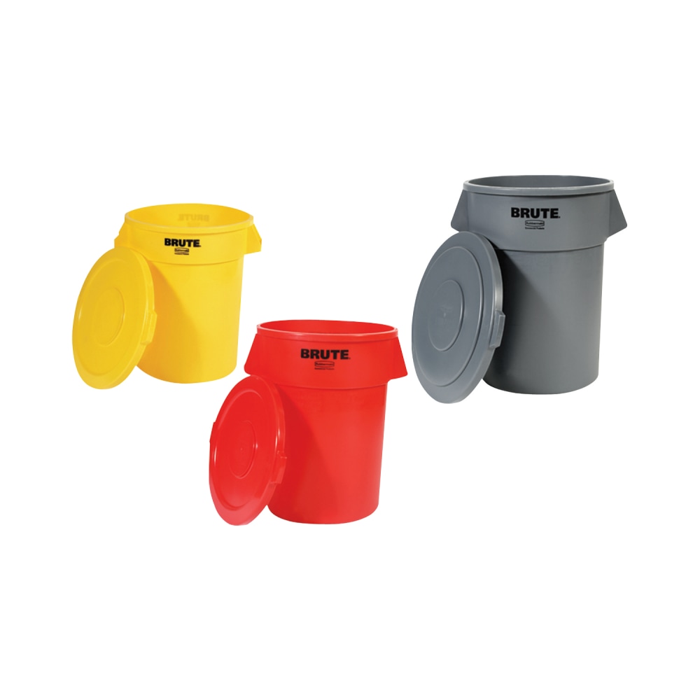 Rubbermaid Commercial Brute 32-Gallon Vented Container, 32 gal Capacity, Round, 27.3inH x 21.9in Diameter, Plastic, Red MPN:263200RD