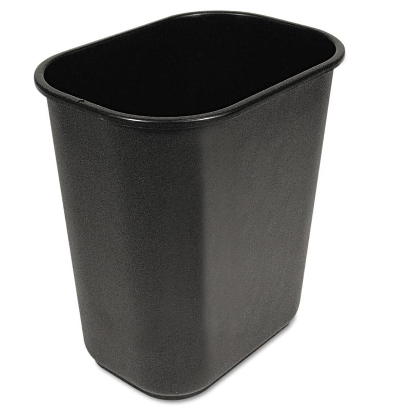 Boardwalk Soft-Sided Rectangular Prism Plastic Wastebasket, 28 Qt, 15inH x 11inW x 14 3/8inD, Black MPN:3485202