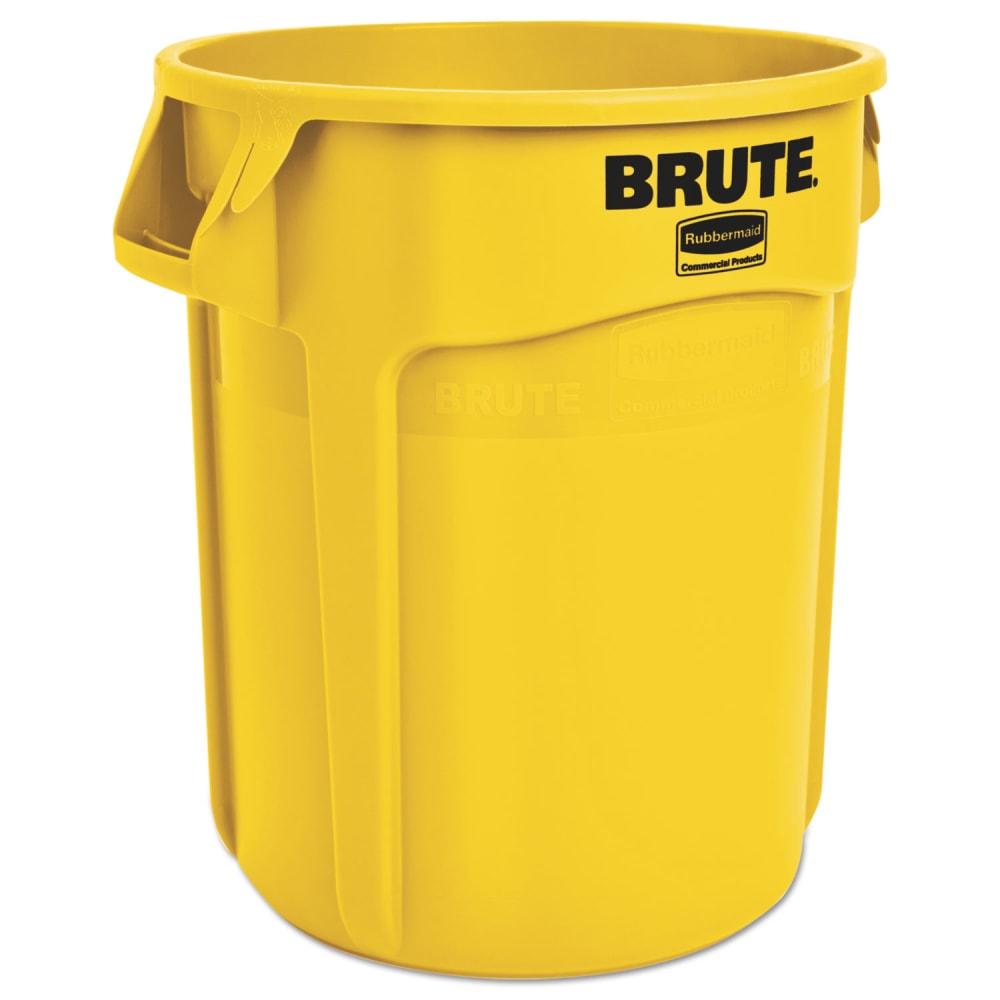 Rubbermaid Vented Round Brute Container, 20 gal, Plastic, Yellow MPN:FG262000YEL