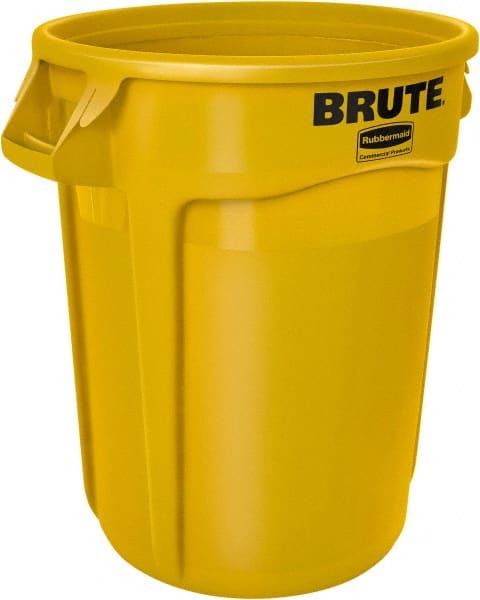 Trash Can: 32 gal, Round, Yellow MPN:fg263200yel