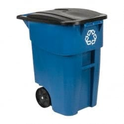 Rollout Recycling Container/Trash Can: 50 gal, Rectangle, Blue MPN:FG9W2773BLUE