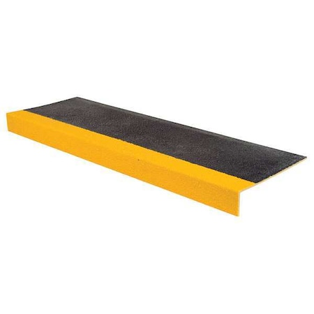 Stair Tread Cover Fiberglass Reinforced Plastic Coarse Grit Size, Black/Yellow, 59 in W x MPN:271801