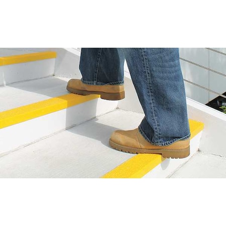 Stair Nosing Fiberglass Reinforced Plastic Coarse Grit Size, Yellow, 32 in W x 1 1/4 in Thick MPN:271818