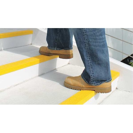 Stair Nosing Fiberglass Reinforced Plastic Coarse Grit Size, Yellow, 48 in W x 1 1/4 in Thick MPN:271820
