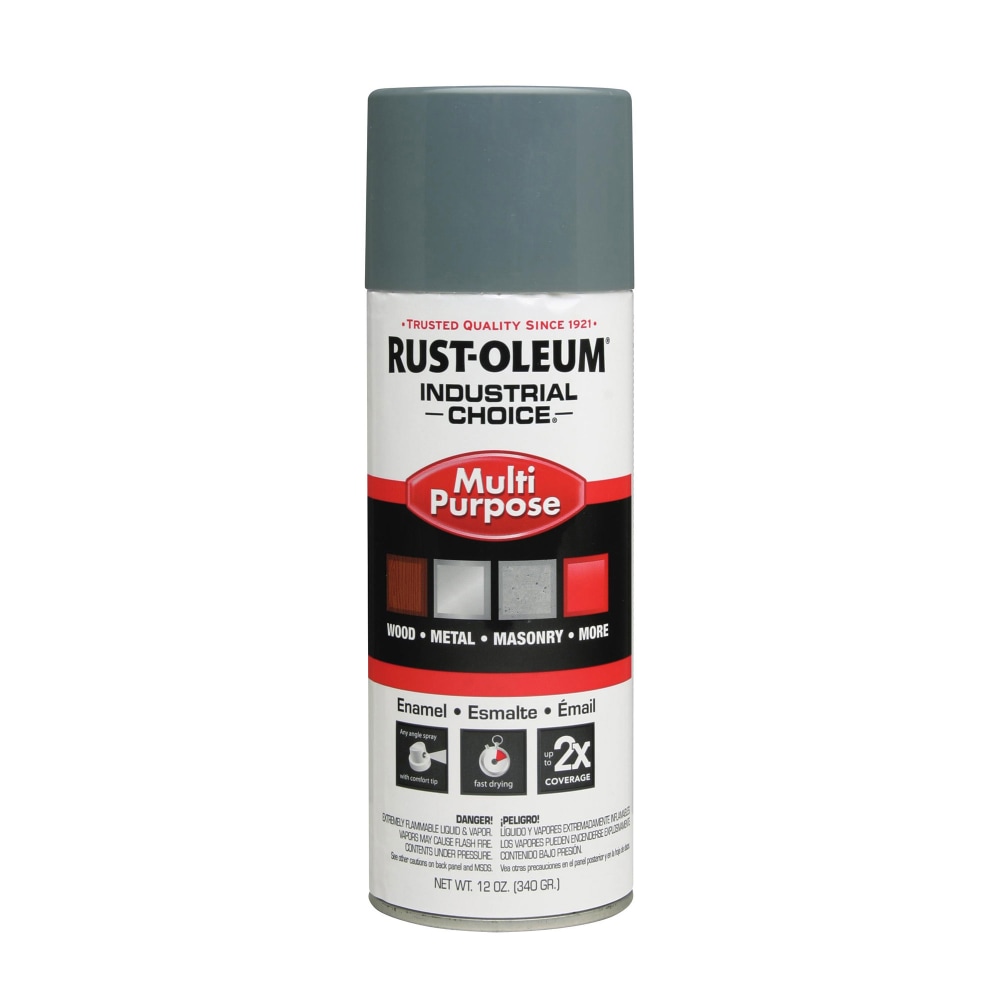 Rust-Oleum Industrial Choice 1600 System Multi-Purpose Enamel Spray Paint, 12 Oz, Gloss ANSI 49 Medium Light Gray, Case Of 6 Cans MPN:214646