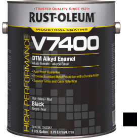 Rust-Oleum V7400 Series 340 VOC DTM Alkyd Enamel Flat Black Gallon Can - 245387 245387 - Pkg Qty 2